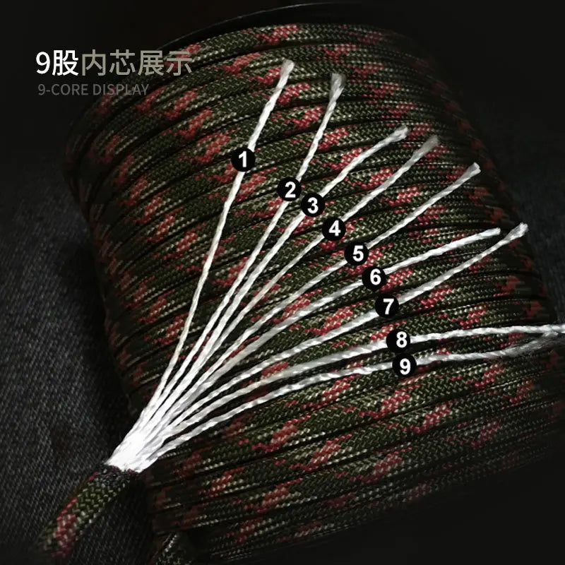 100M 550 Military Standard 9-Core Paracord Rope